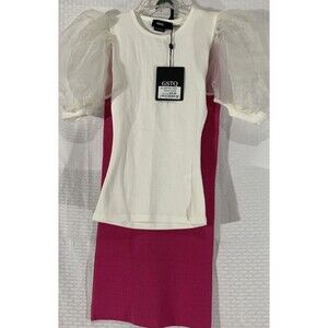 Barbie Pink Pencil Skirt White Top Outfit XS GSTQ Bundle Puffy Sleeves Maxi